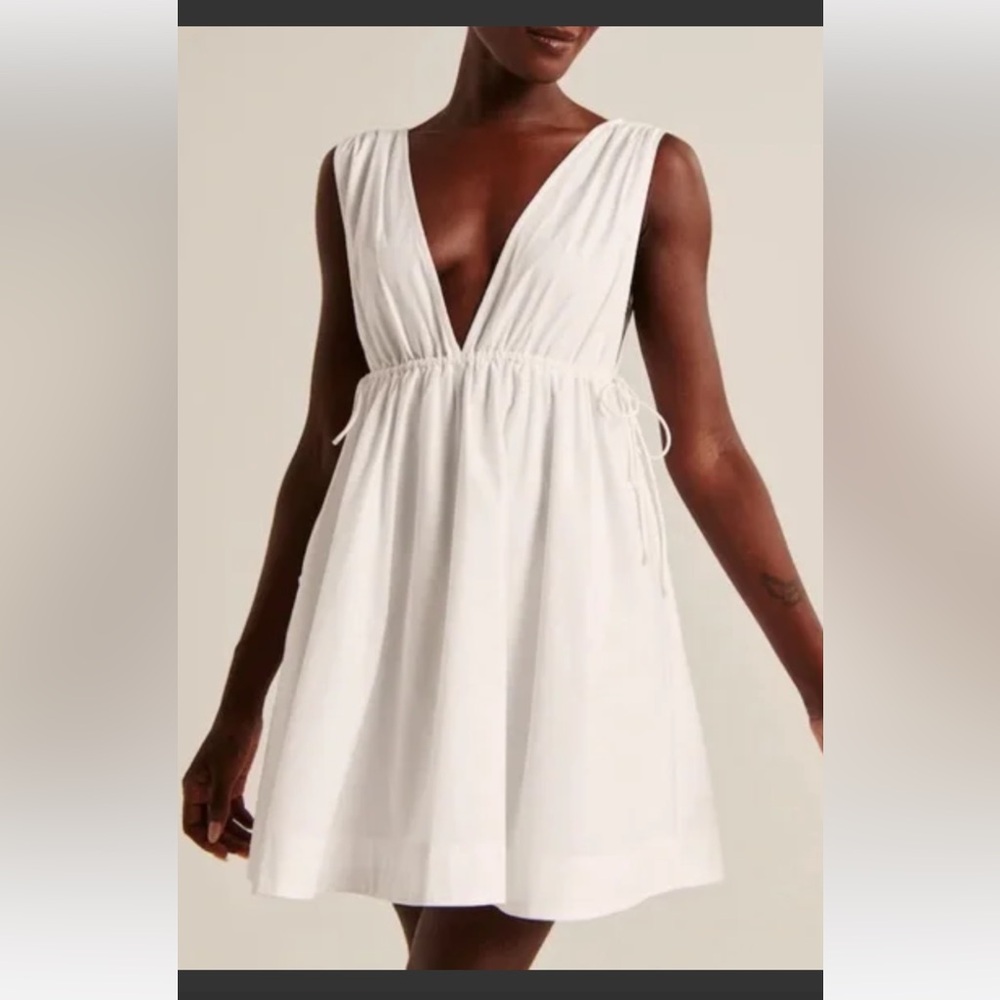 Abercrombie white poplin babydoll mini dress